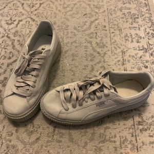 Puma suede grey platform sneakers